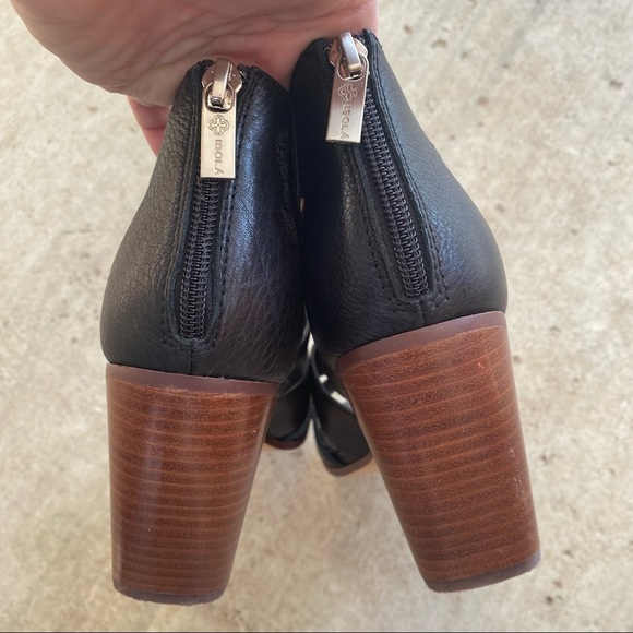 ISOLA | Rona Caged Black Leather Bootie Heels 10 - Picture 7 of 9